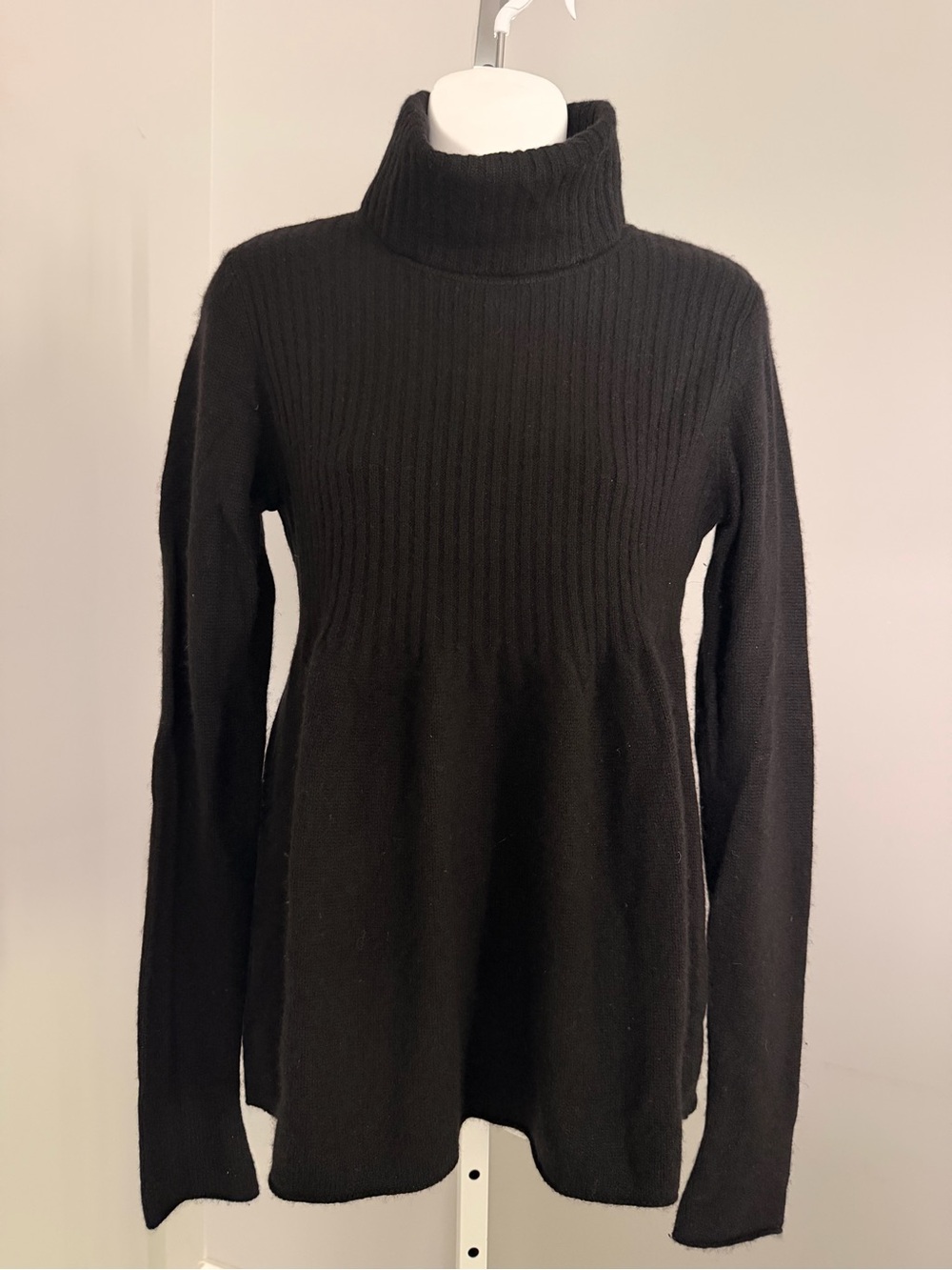 VINCE Darling Ribbed Babydoll Cashmere Turtleneck Sweater Sz L $500